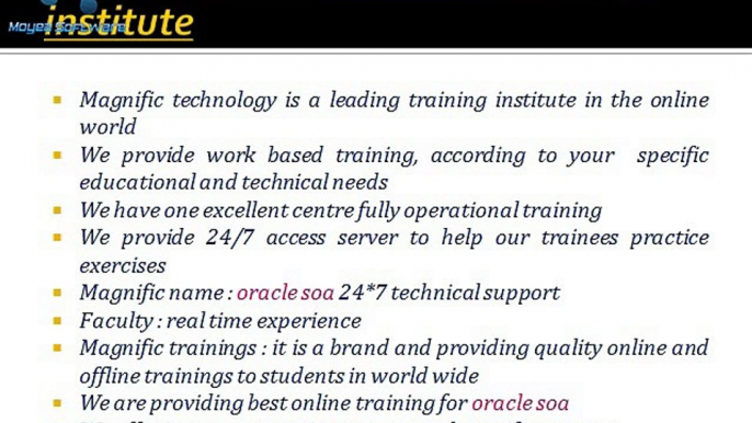 Oracle soa online training-magnific training