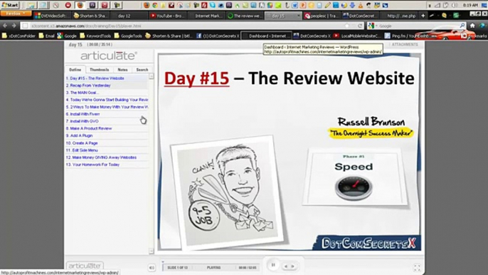 dot com secrets x- my results day15 review website set up