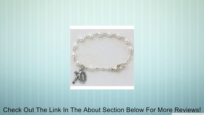 Silver Tone 5 1/2" L Glass Pearl Beads Baby Bracelet, Infant Jewlery, Girls Rosary Bracelet, Crucifix Cross & St. Mary Miraculous Medal Charms Review