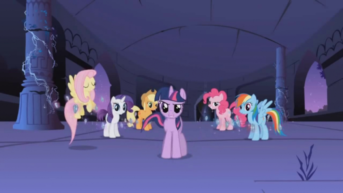 The Elements of Harmony Defeating Nightmare Moon