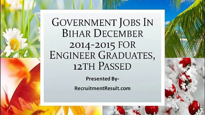 Government Jobs In Bihar December 2014-2015 for Engineer Graduates, 12th Passed