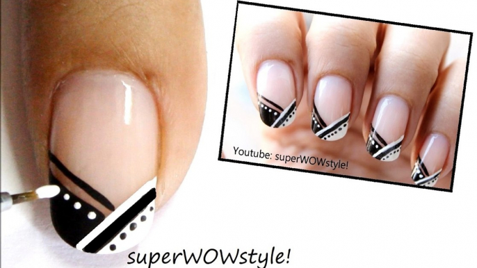 French Tip Abstract Nail Designs - Easy Nail Art (in Black and White)