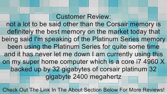 Corsair Dominator Platinum 32GB (4x8GB) DDR3 2400 MHz (PC3-19200) Desktop Memory CMD32GX3M4A2400C10 Review