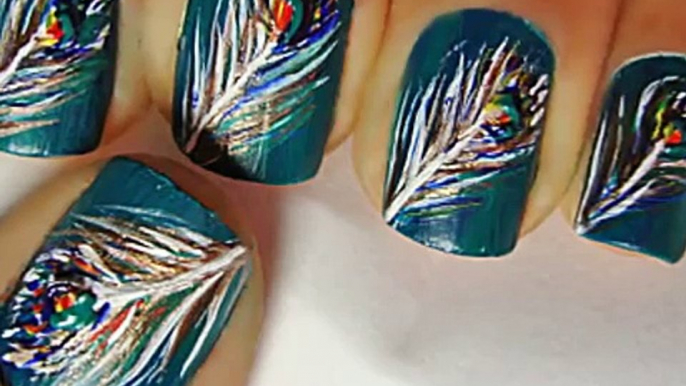 Peacock Feathers Nail Art - Cute nail designs Video - Cute nail art tutorial