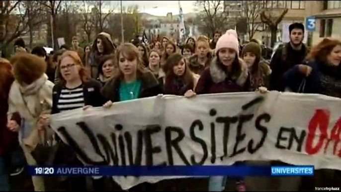 19/20 France 3 Auvergne - L'UNEF mobilisée contre l'austérité à l'Université Blaise Pascal