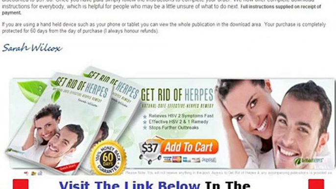 Get Rid Of Herpes Sarah Wilcox Reviews + DISCOUNT + BONUS