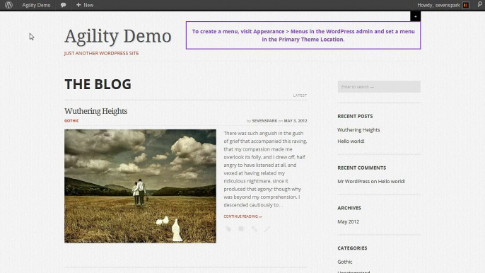 Agility WordPress Theme: Creating a Menu