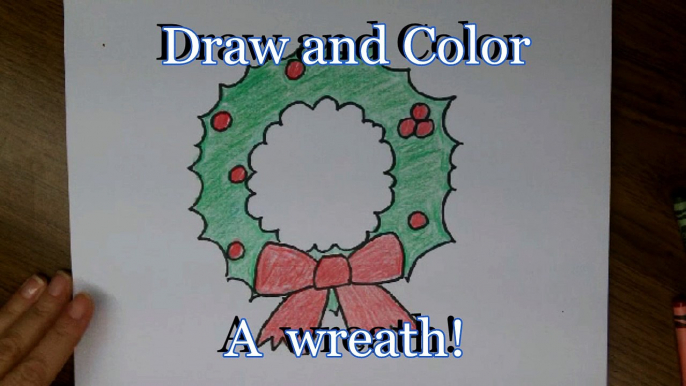 How to draw an easy cartoon Christmas wreath step by step, for kids, easy!