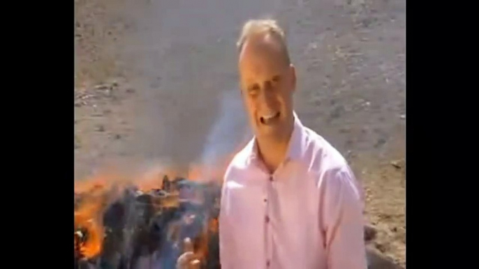 'Don't inhale!' BBC reporter gets so high standing next to stack of burning opium, heroin and hash, he can't finish his report