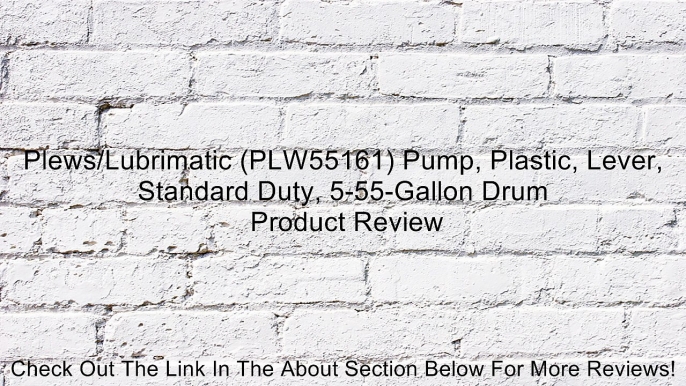 Plews/Lubrimatic (PLW55161) Pump, Plastic, Lever, Standard Duty, 5-55-Gallon Drum Review