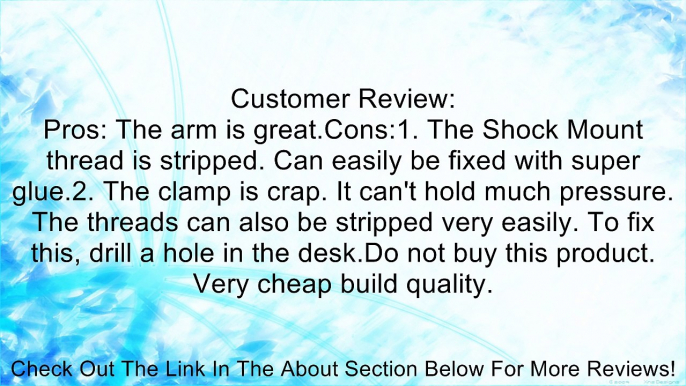 AGPtek� Broadcasting Studio Microphone Suspension Boom Scissor Arm stand with Shock Mount XLR Cable For Professional Studio Recording Broadcasting Review