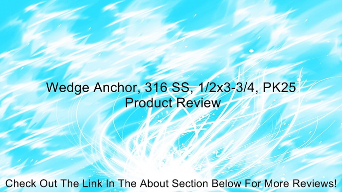 Wedge Anchor, 316 SS, 1/2x3-3/4, PK25 Review