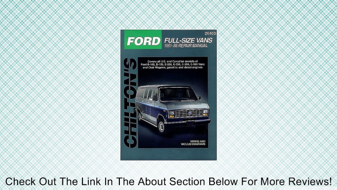 Ford Vans Chilton Repair Manual (1961-1988) Review