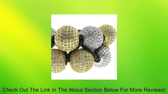 Cream Ice Ball Bracelet Double Row 17mm Black and Gold Finish Mens Womens Micro Pave Lab Diamonds Cz Finish Adjustable 7"-13 Review