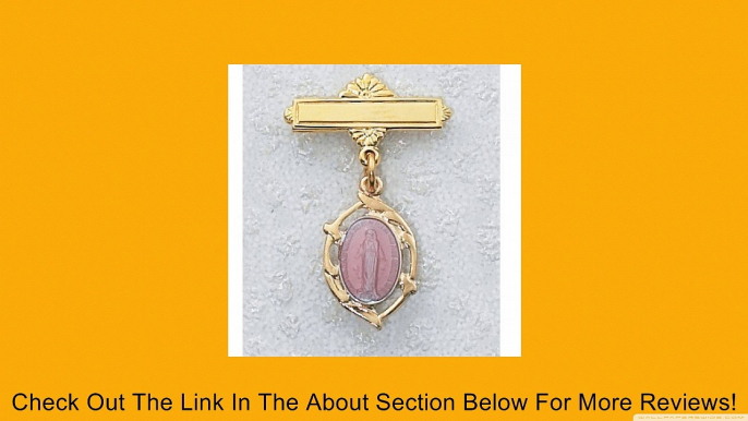 14K Gold over Solid .925 Sterling Silver Pink Miraculous Medal, Virgin Saint Mary, Immaculate Conception Gold Plated Baby Pin Charm Jewelry Gift Baptism Communion Jewelry Charm New Review