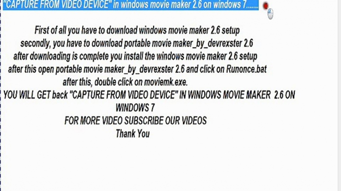 how to get back ''Capture from video device'' option on windows movie maker on windows 7