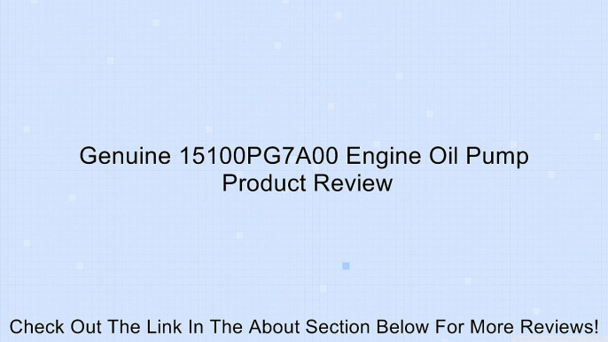 Genuine 15100PG7A00 Engine Oil Pump Review