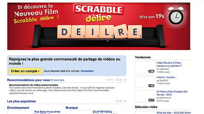 Scrabble (Mattel) - jeu de lettres Scrabble Délire - novembre 2010 - "L'immeuble en délire", Mast head événementiel