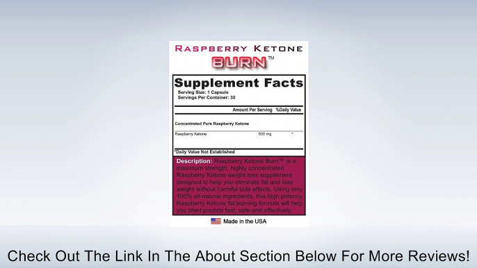 Raspberry Ketone Burn (4 Bottles) - Highly Concentrated Raspberry Ketones Fat Burner Supplement. The New Best All Natural Weight Loss Diet Formula. 500mg Review