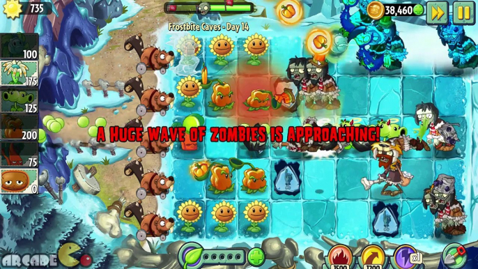 Plants vs Zombies 2  Frostbite Caves Day 14 Dodo Rider Hunter Zombies