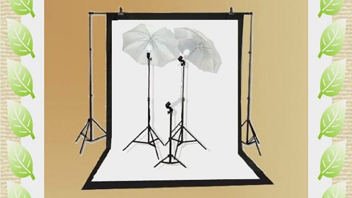 ePhoto K103 Studio Lighting Kit with Carrying Case with 6x9 Foot Black and White Muslin Backdrop