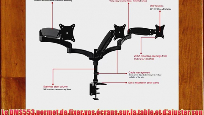 Duronic DM553 Support de montage inclinable et pivotant pour trois ?crans LCD LED Gamme Spring