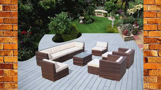 Genuine Ohana Outdoor Patio Wicker Sofa Mixed Brown Furniture 11pc Set with Free Patio Cover