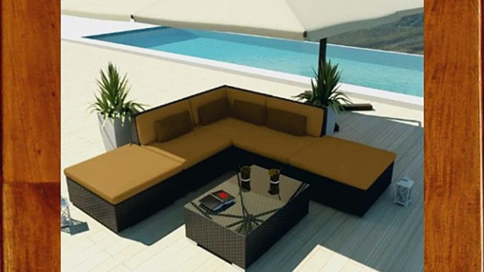 Uduka Outdoor Sectional Patio Furniture Espresso Brown Wicker Sofa Set Porto 6 Dark Beige All