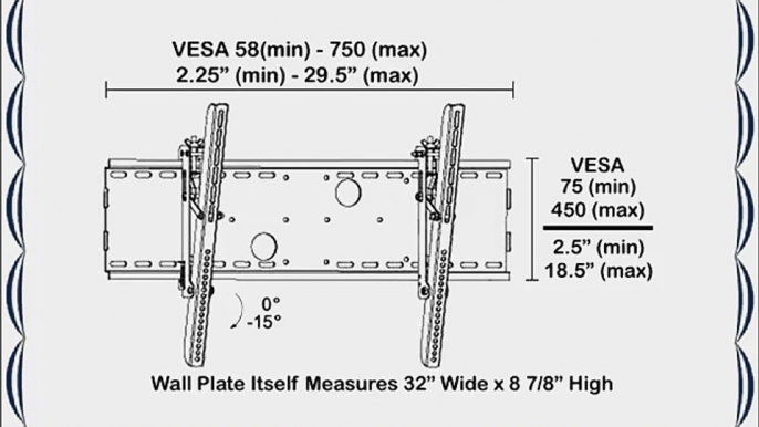 Black Adjustable Tilt/Tilting Wall Mount Bracket for Sharp Aquos LC46D85U (LC-46D85U) 46 Inch