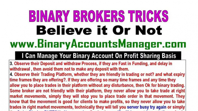 Binary Options Trading Platform Gimmicks and Tricks by the Binary Brokers