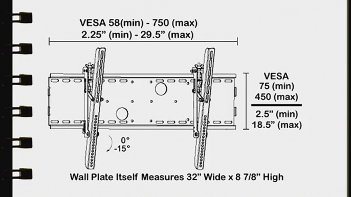 Black Adjustable Tilt/Tilting Wall Mount Bracket for Panasonic Viera TC-P50G15 50 Inch LCD