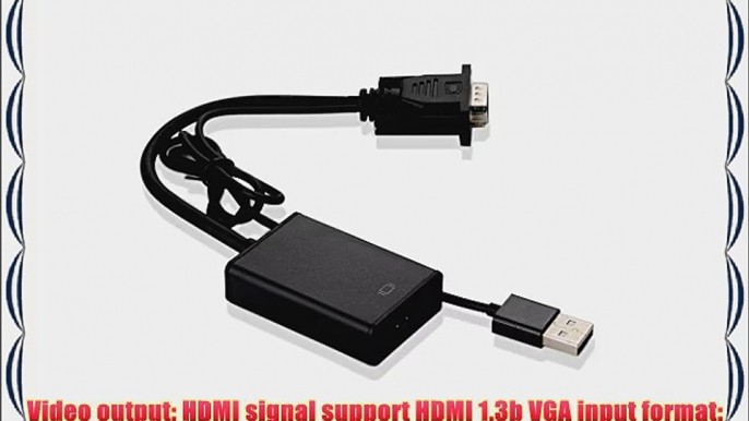 VicTsing 1080P VGA to HDMI-USB Powered Converter TV HDTV AV Video Audio Cable Adapter for PC