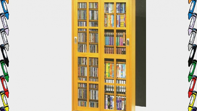 Leslie Dame MS-700 Mission Multimedia DVD/CD Storage Cabinet with Sliding Glass Doors Oak