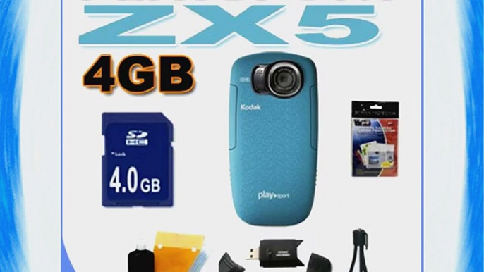 Kodak PlaySport (Zx5) HD Waterproof Pocket Video Camera - Aqua (2nd Generation) 4GB Accessory