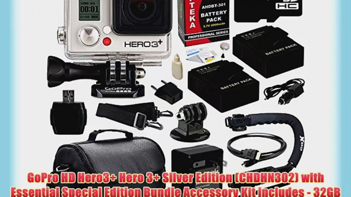 GoPro HD Hero3  Hero 3  Silver Edition (CHDHN302) with Essential Special Edition Bundle Accessory