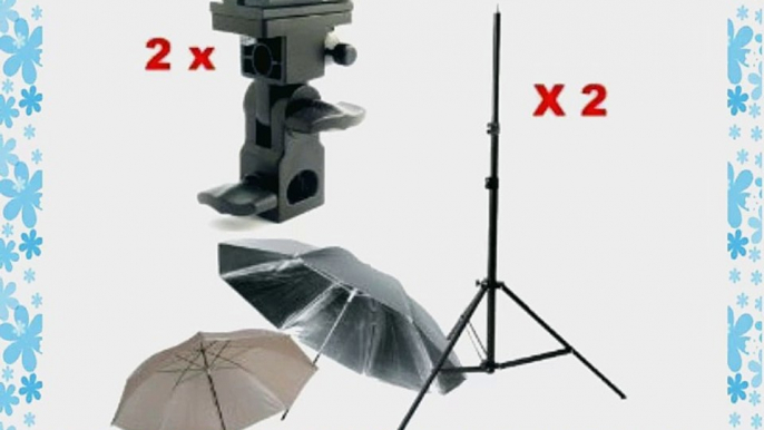 CowboyStudio Double Flash Shoe Swivel Bracket Kit with 2 Mounting Brackets 2 Umbrellas 2 Stand