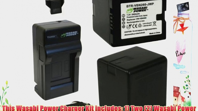 Wasabi Power Battery (2-Pack) and Charger for Panasonic VW-VBN260 and Panasonic HC-X800 HC-X900