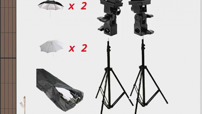 CowboyStudio Doulbe Off-Camera Flash Shoe Mount Swivel Umbrella Kit for Nikon Canon with 2