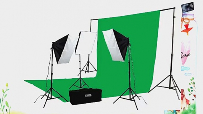 ePhoto 2400 Watt Continuous Video Photography Studio Chromakey Green Screen Lighting Kit H9004S3-1020G