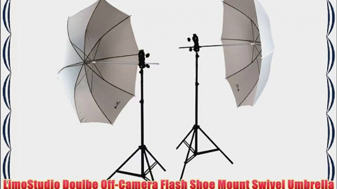 LimoStudio Doulbe Off-Camera Flash Shoe Mount Swivel Umbrella Kit for Nikon Canon with 2 Umbrella