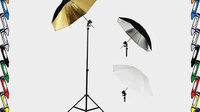 CowboyStudio Photography Photo Studio Flash Mount Three Umbrellas Kit with Light Stand