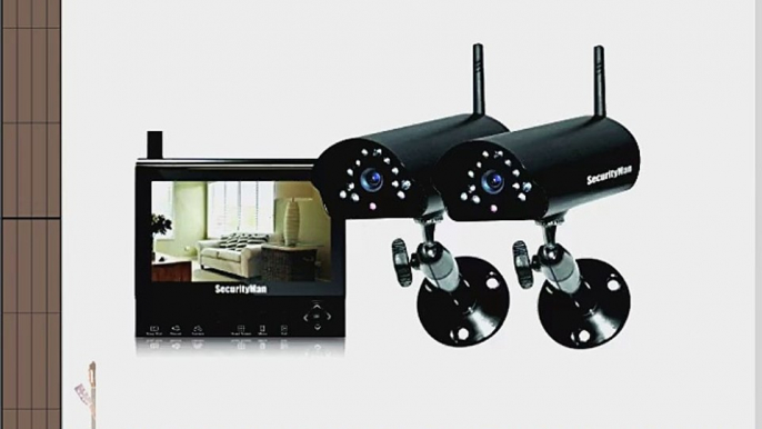 Securityman DIGILCDDVR2 4-Channel Wireless Security System with 7-Inch LCD/SD DVR and 2 Cameras