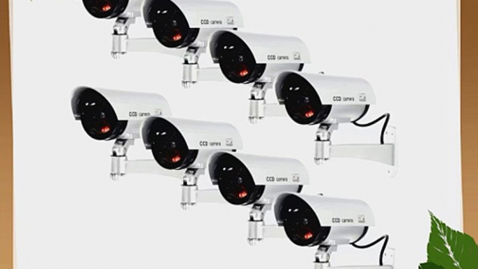 Masione 8 PACK OUTDOOR FAKE / DUMMY SECURITY CAMERA w/ Blinking Light (Silver) CCTV SURVEILLANCE