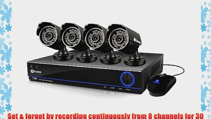 Swann SWDVK-832004-US 3200 8-Channe 960H DVR and 4 x 650TVL Camera Kit (Black)