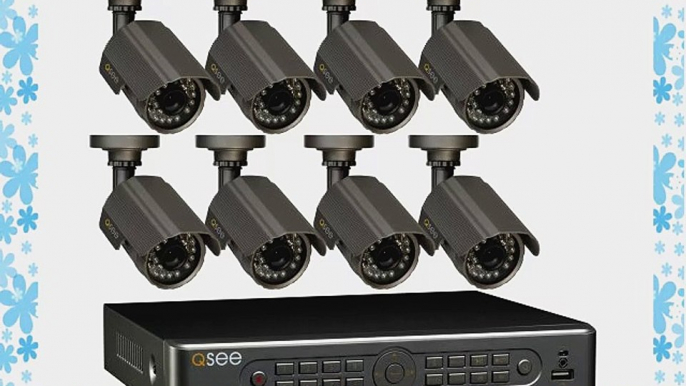 Q-See 8 Channel Real-Time DVR Security Surveillance System with 8 Cameras 450TVL Res 65ft Night