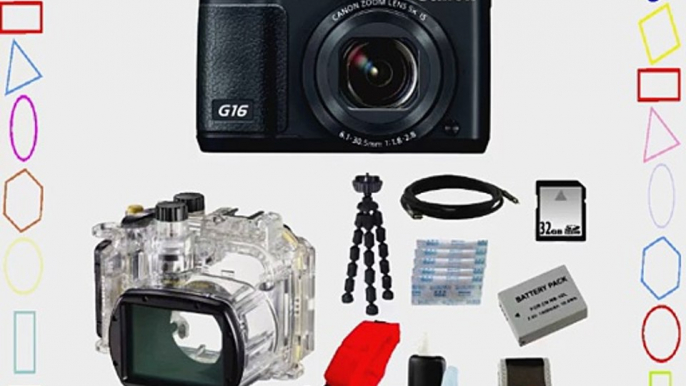 Canon PowerShot G16 Digital Camera with Canon Waterproof Case WP-DC52 for PowerShot G16 and