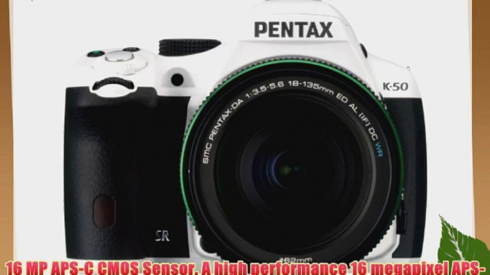 Pentax K-50 16MP Digital SLR Camera Kit with DA 18-135mm WR f3.5-5.6 Lens (White)