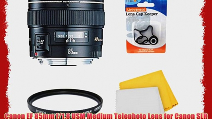 Canon EF 85mm f/1.8 USM Medium Telephoto Lens for Canon SLR Cameras w/ 58mm Multicoated UV