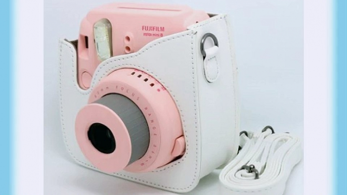 CAIUL Light white PU Leather fuji mini case for Fujifilm Instax Mini 8 Case bag