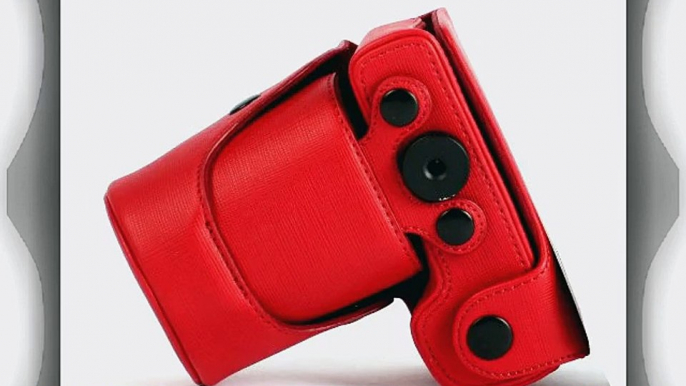 MegaGear Ever Ready Protective Red Leather Camera Case Bag for Sony NEX-7 with Lens